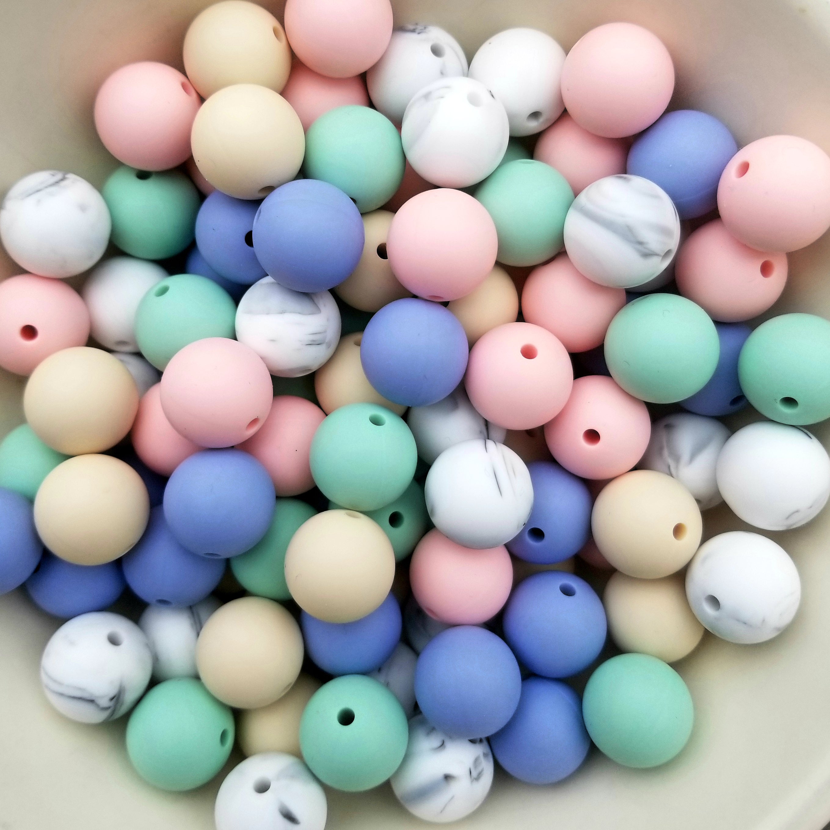 100 Mixed 15mm Round Silicone Beads – Alexa Organics LLC - Natural